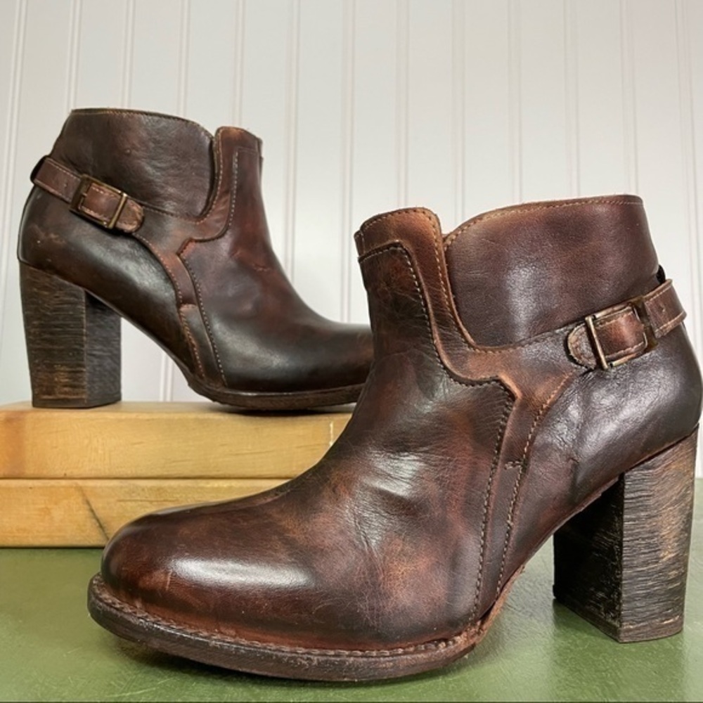 Bed Stu Cobbler Series Buckled Ankle Boots in Rustic Teak